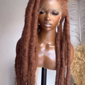 32” Full Lace Dreadlocks Wig | Glueless Loc Unit | Copper Brown Locs