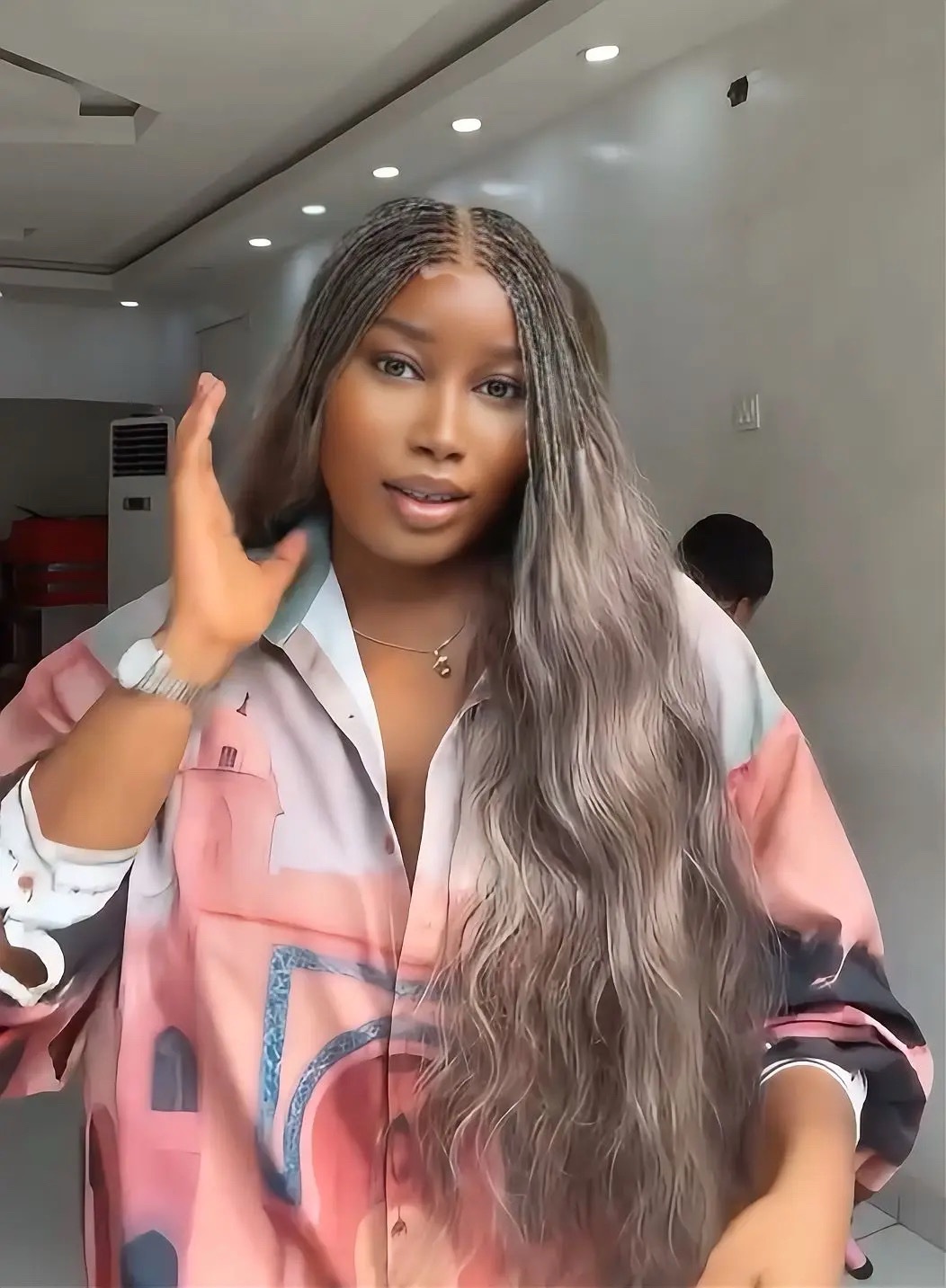 26” Ash Blonde Human Hair Micro Twist Wig