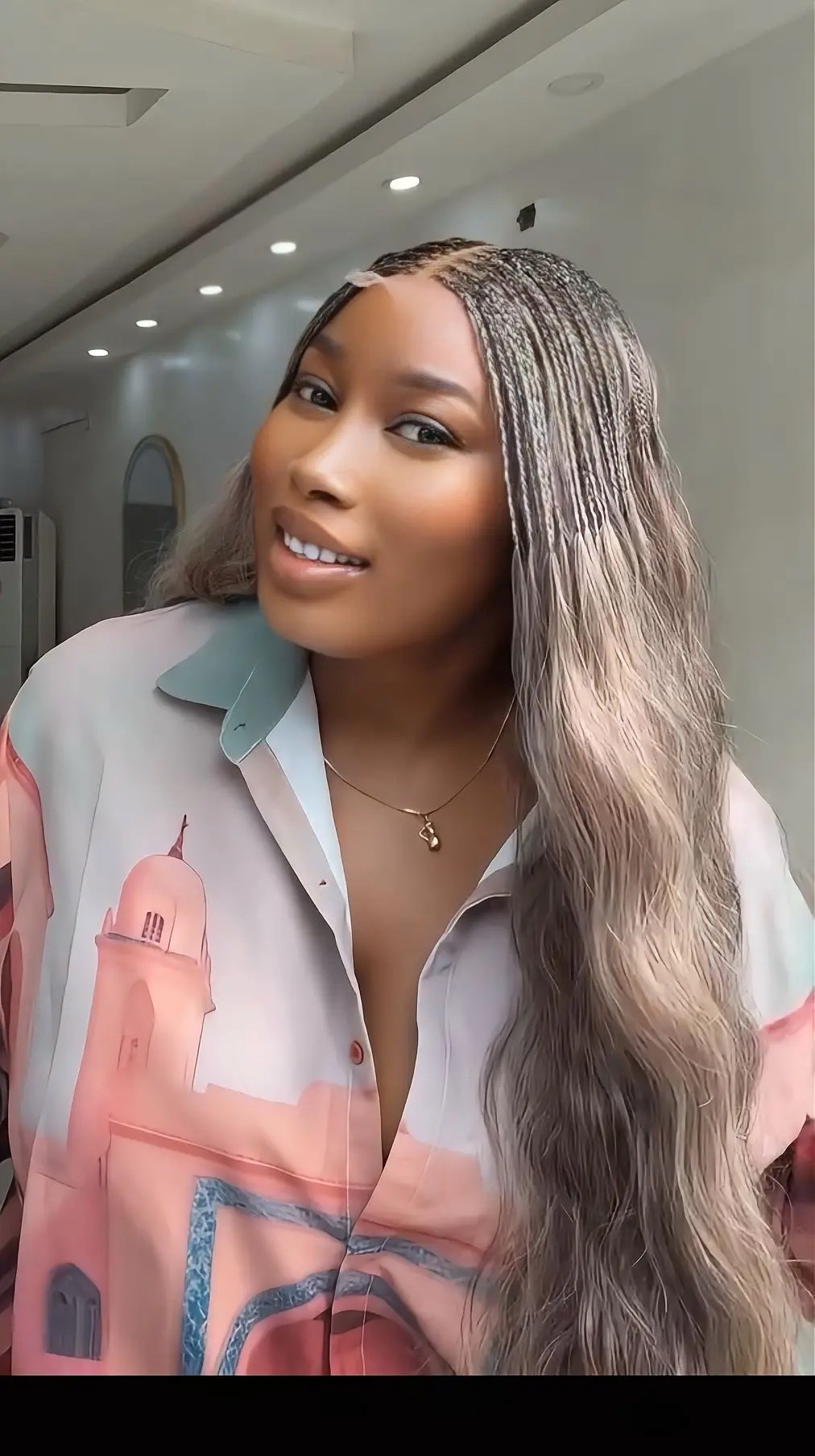 26” Ash Blonde Human Hair Micro Twist Wig - Image 2