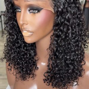 16” Side Cornrow Curly Human Hair Wig