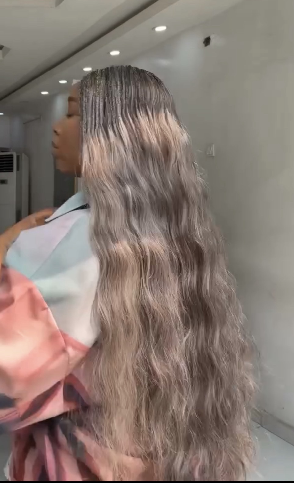 26” Ash Blonde Human Hair Micro Twist Wig - Image 4