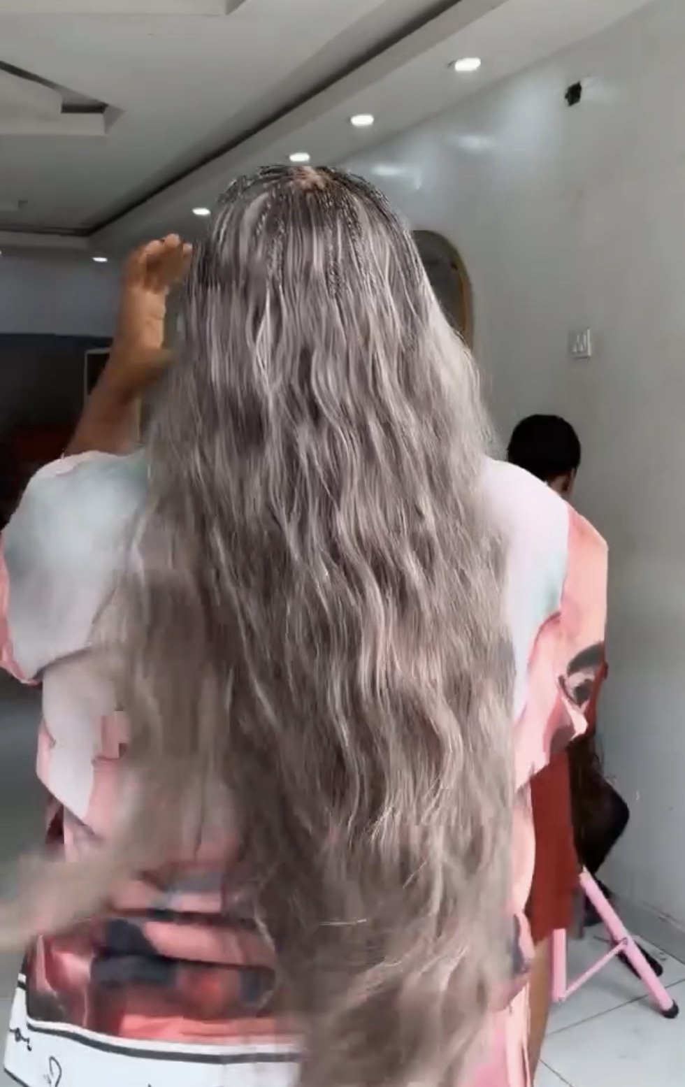 26” Ash Blonde Human Hair Micro Twist Wig - Image 5